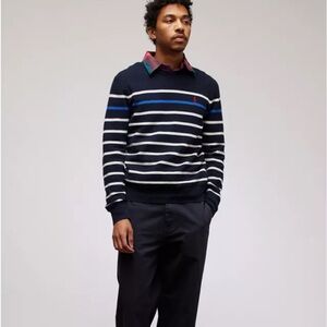 J Crew Navy and White Striped Pullover